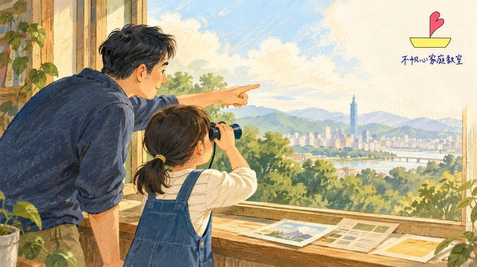家長與孩子一起從窗邊觀察世界，探索教育議題