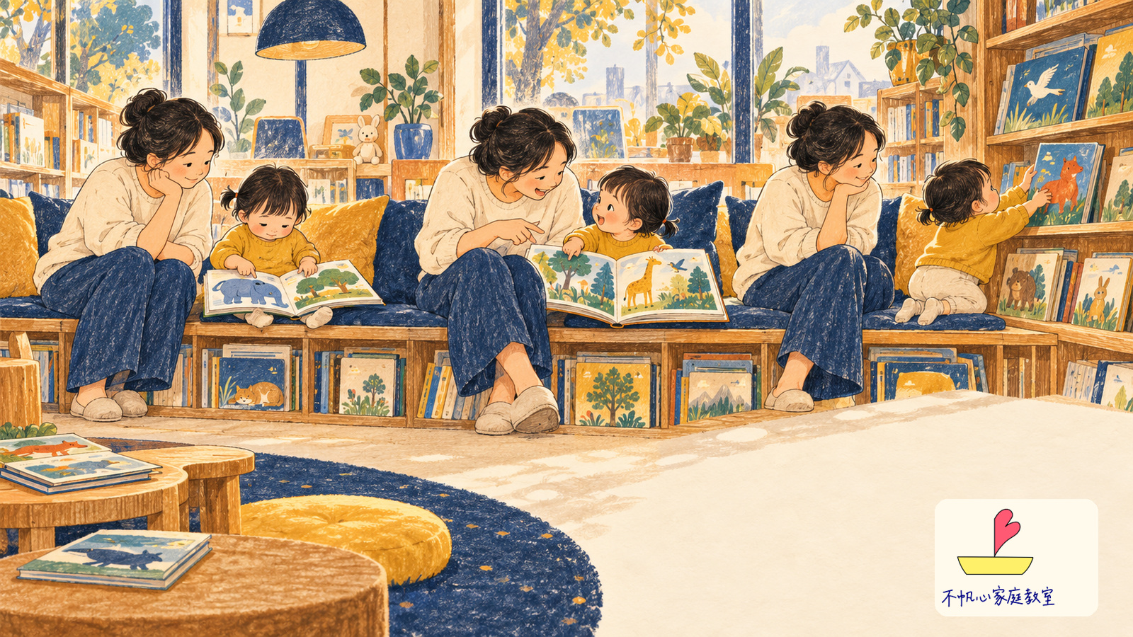 共讀的三個生活情境：等待孩子看圖、回應他的指圖，再一起選書